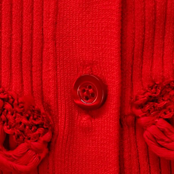 Moschino Red Rib Knit Cardigan - Picture 9 of 13